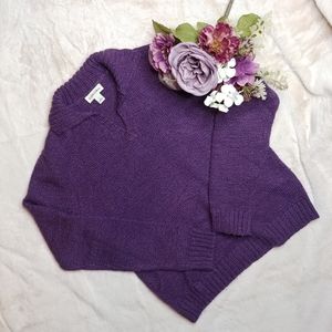 St. John's Bay Purple Fold Over Collar Sweater